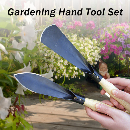 2 Counts Garden Shovel Garden Pointed with Pointed Tip and Flat Tip, Wooden Handle Black Manganese Steel Garden Shovel,  Essential Gardening Tools for Easy Plant Cultivation