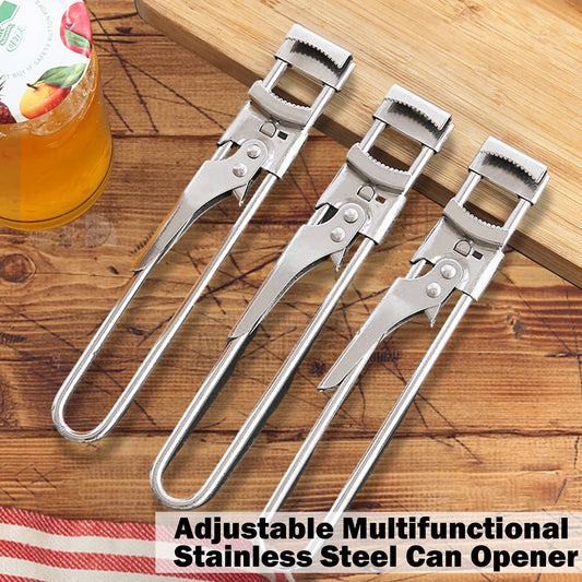 Jar Opener for Weak Hands, Multifunctional Adjustable Can Opener, Stainless Steel Jar Lid Opener Bottle Opener Tool for Seniors with Arthritis, Manual Jar Gripper for Kitchen