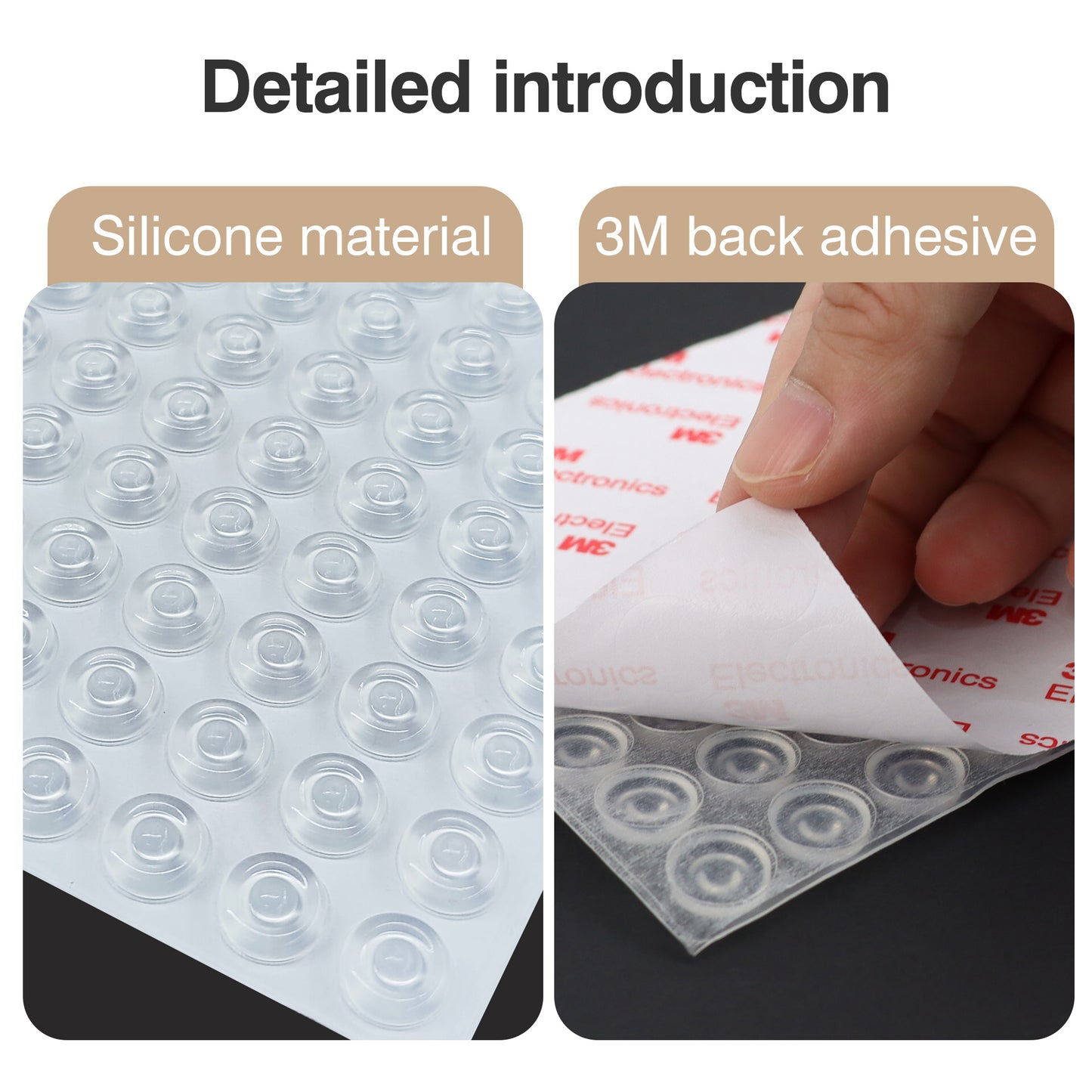 128 Counts Cabinet Door Bumpers, Clear Self Adhesive Cabinet Bumpers Quiet, Sound Dampening Circular Cabinet Bumper Dots, Soft Silicone Bumpers for Drawers, Doors, Table Tops