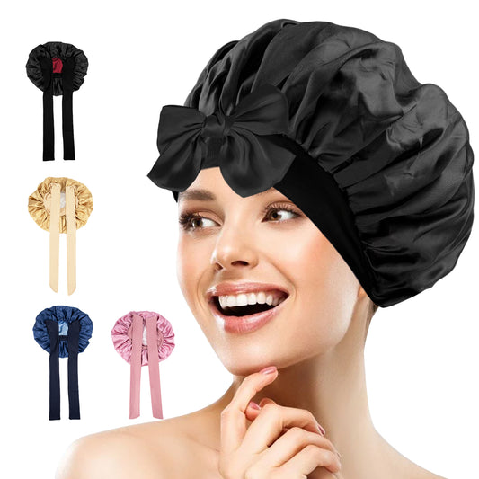 5.TK-双色浴帽带飘带-002黑