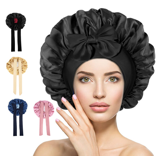 5.TK-双色浴帽带飘带-001-黑色