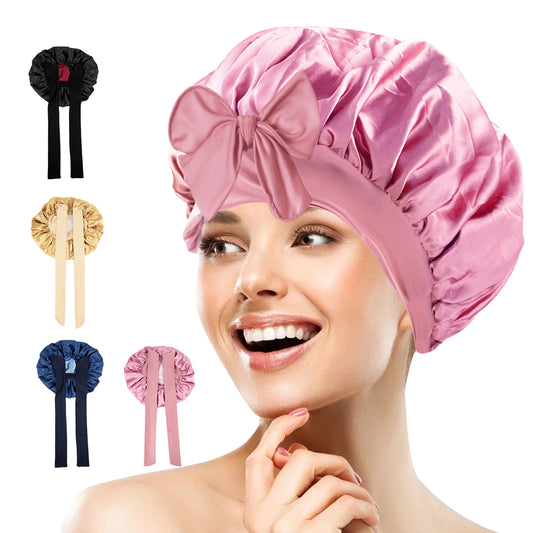 5.TK-双色浴帽带飘带-002粉