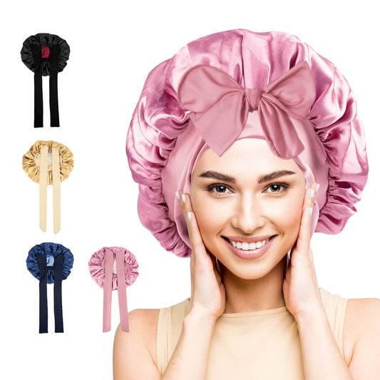 5.TK-双色浴帽带飘带-005粉