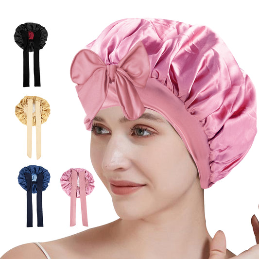 5.TK-双色浴帽带飘带-004粉