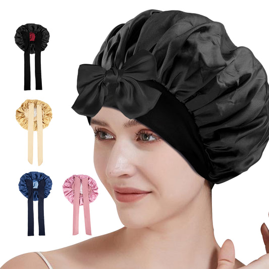 5.TK-双色浴帽带飘带-004黑