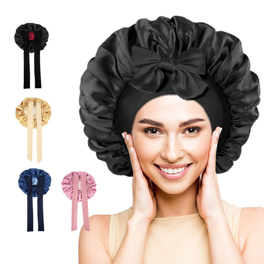 5.TK-双色浴帽带飘带-005黑