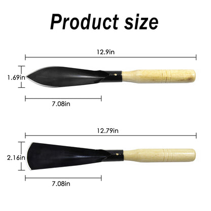 2 Counts Garden Shovel Garden Pointed with Pointed Tip and Flat Tip, Wooden Handle Black Manganese Steel Garden Shovel,  Essential Gardening Tools for Easy Plant Cultivation