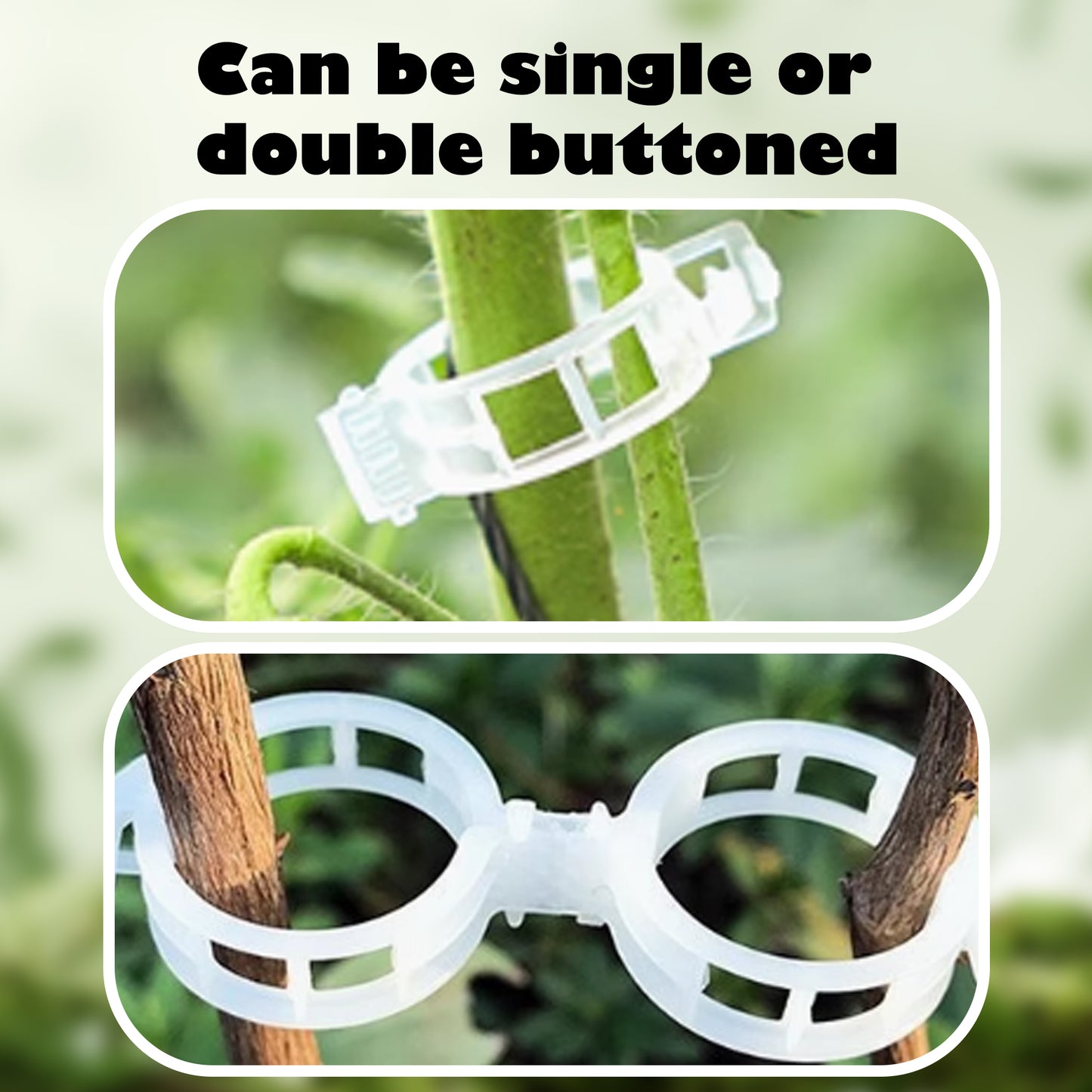 100 Counts Plant Support Clips, Tomato Plastic Trellis Clips, Garden Support Clips for Grape Tomato Vine Vegetables Plants for Upright and Healthy Growth, White