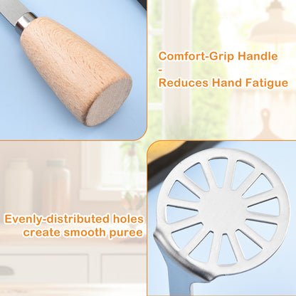 2 Counst Mini Potato Masher, Stainless Steel Masher with Wood Non Slip Handle, Avocado Bean Vegetable Masher for Kitchen