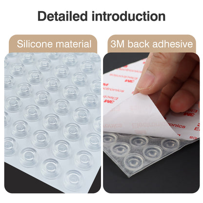 128 Counts Cabinet Door Bumpers, Clear Self Adhesive Cabinet Bumpers Quiet, Sound Dampening Circular Cabinet Bumper Dots, Soft Silicone Bumpers for Drawers, Doors, Table Tops