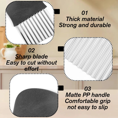 2 Counts Crinkle Cutter, Stainless Steel French Fry Cutter for Potatoes, Chip Vegetable Crinkle Wavy Slicer for Potato Carrot