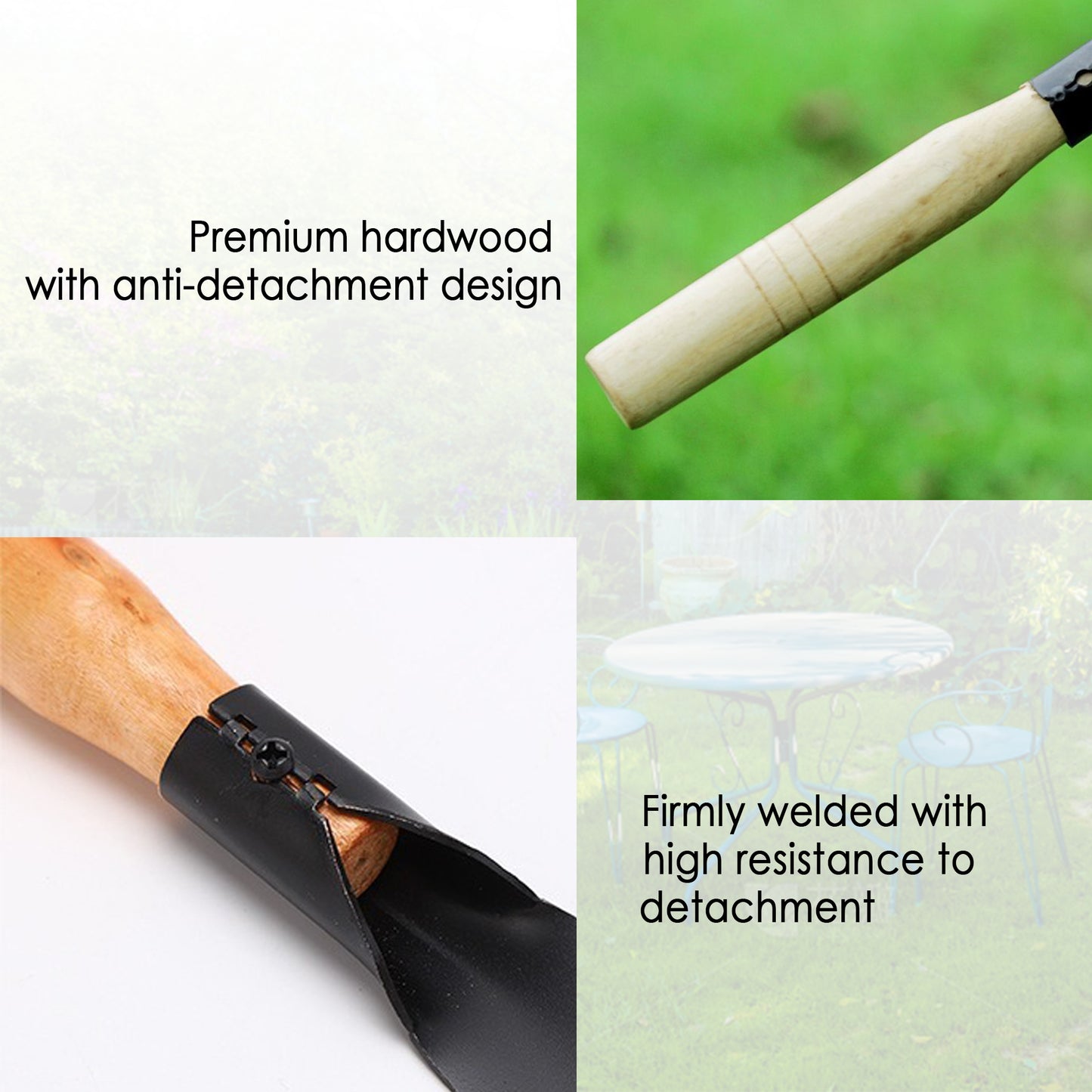 2 Counts Garden Shovel Garden Pointed with Pointed Tip and Flat Tip, Wooden Handle Black Manganese Steel Garden Shovel,  Essential Gardening Tools for Easy Plant Cultivation